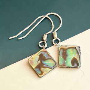 Abolone Earrings With Silver Hooks